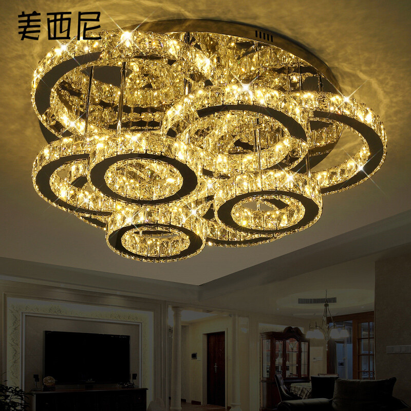 美西尼客廳燈 圓形大氣創(chuàng)意LED水晶燈，點(diǎn)亮家居藝術(shù)與實(shí)用